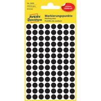Etiket avery 3009 rond 8mm zwart 416st