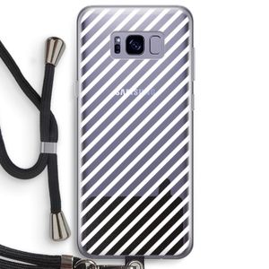 Strepen zwart-wit: Samsung Galaxy S8 Plus Transparant Hoesje met koord