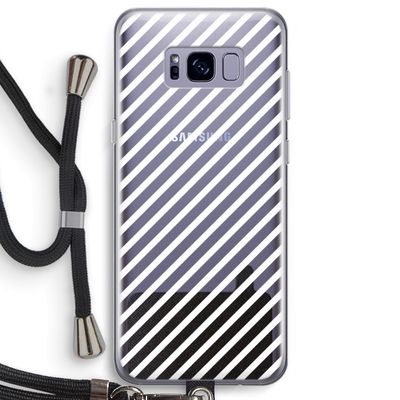 Strepen zwart-wit: Samsung Galaxy S8 Plus Transparant Hoesje met koord