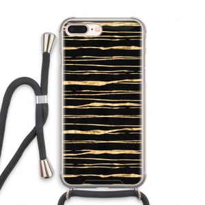 Gouden strepen: iPhone 8 Plus Transparant Hoesje met koord