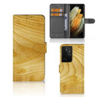 Samsung Galaxy S21 Ultra Book Style Case Licht Hout