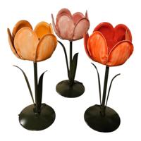 Theelichthouder tulp pastel 7,5x19cm