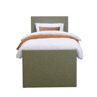 Leen Bakker - Boxspring Met Voetbord Liv Egaal - 90x200 Cm - Vierkante Poot - Stof - Groen