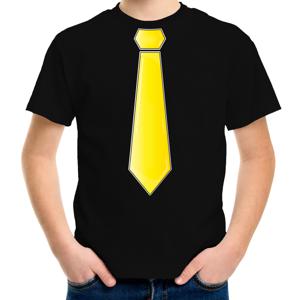 Verkleed t-shirt voor kinderen - stropdas - zwart - jongen - carnaval/themafeest kostuum