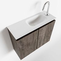 Toiletmeubel Mondiaz Ture | 60 cm | Meubelkleur Dark brown | Eden wastafel Talc Rechts | 1 kraangat