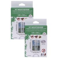 Luance Vliegen/insecten opzet raam hor - 2x - wit - 130 x 150 cm - hordoeken met klittenband