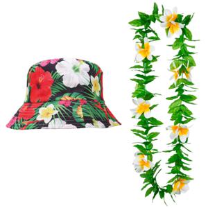 Carnaval verkleed set - Tropische Hawaii party - hoedje met bloemenslinger - volwassenen