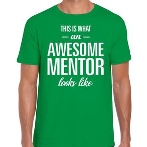 Awesome mentor cadeau t-shirt groen voor heren