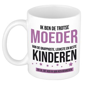 Cadeau koffie/thee mok voor moeder - paars - trotse moeder- keramiek - 300 ml - Moederdag