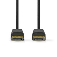 Nedis DisplayPort-Kabel | DisplayPort Male | DisplayPort Male | 8K@60Hz | Vernikkeld | 3.00 m | Rond | PVC | Zwart | Label - CCGL37014BK30 - thumbnail