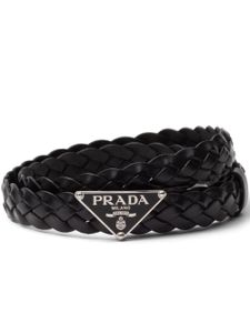 Prada ceinture en cuir à logo triangle - Bleu