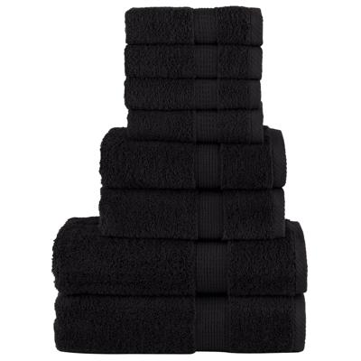 VidaXL 8-delige handdoekenset solund 600 g/m² zwart