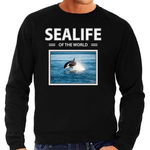 Orka sweater / trui met dieren foto sealife of the world zwart voor heren