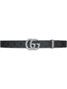 Gucci ceinture fine réversible à motif GG Marmont - Noir