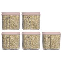 Voedselcontainer strooibus - 5x - lichtroze - 1000 ml - kunststof - 15 x 8 x 14 cm - voorraadpot