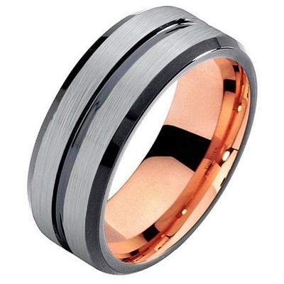 Mendes heren ring Wolfraam Rose Verguld Mat Zilver 8mm-21mm