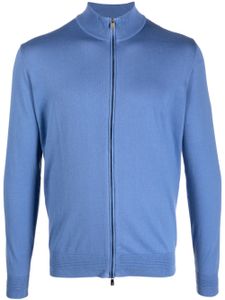 Corneliani cardigan en maille fine à fermeture zippée - Bleu