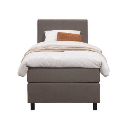 Leen Bakker - Boxspring Liv Geblokt - Donker - 90x200 Cm - Ronde Poot - Stof - Bruin
