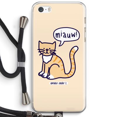 Miauw: iPhone 5 / 5S / SE Transparant Hoesje met koord