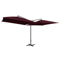 VidaXL Parasol dubbel met stalen paal 250x250 cm bordeauxrood