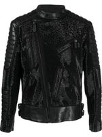 Philipp Plein veste de moto en cuir - Noir - thumbnail