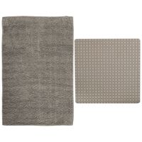 MSV Douche anti-slip mat en droogloop mat - Napoli badkamer set - rubber/polyester - beige - Badmatjes - thumbnail