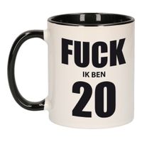 Fuck ik ben 20 mok / beker zwart wit 300 ml - Verjaardag mokken Fuck ik ben 20 mok / beker zwart wit 300 ml - Verjaardag mokken