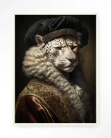 Urban Cotton Wandkleed 'Snow Leopard' 145 x 190cm in Floating Frame - off white