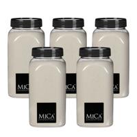 Mica Decorations decoratie zand - 5x - 1 kg - 650ml - creme wit - hobby zandkorrels