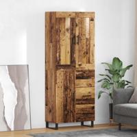 Hoge kast met lade 2 pcs Oud Hout Geengineerd Hout en Glas
