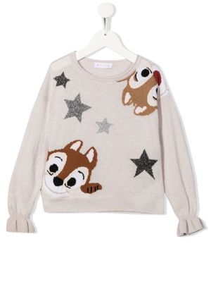 Monnalisa pull à broderies - Tons neutres