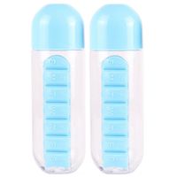 Fles - 2x - medicijnen doos/pillendoos - 600 ml - 7-vaks - 23 cm - thumbnail