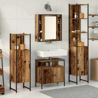 Badkamermeubelset met lade 4 pcs Oud hout 33 x 33 x 185.5 cm