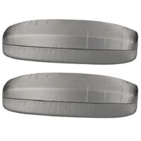 Harde brillenkoker - 2x stuks - zilver - 15,5 cm - kunststof