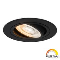 Miro LED inbouwspot - Extra plat 58mm - 3,8W 220lm - GU10 LED Module - Dim to warm - Dimbaar Kantelbaar - Rond - Voor binnen - Zwart