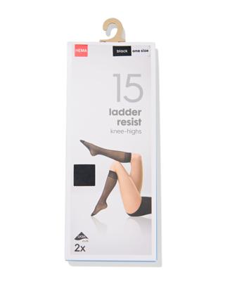 HEMA Kniekousen 15denier anti-ladder - 2 paar zwart (zwart)