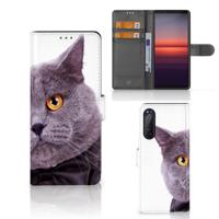 Sony Xperia 5II | Telefoonhoesje | Met pasjeshouder | Kat