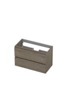 Onderkast INK 2 laden greeploos met houten keerlijst 80 cm x 40 cm x 52 cm Greige eiken 1257019
