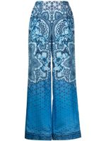 Alberta Ferretti pantalon ample en soie à imprimé graphique - Bleu