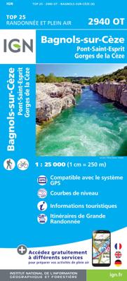 Wandelkaart - Topografische kaart 2940OT Bagnols-sur-Cèze | IGN - Institut Géographique National