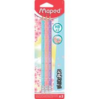 Maped potlood Black&apos;Peps Pastel, met gum, blister met 3 stuks
