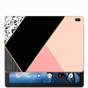 Lenovo Tab E10 Back Cover Zwart Roze Vormen