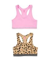 HEMA Kinder croptops luipaard - 2 stuks bruin (bruin)