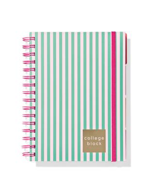 HEMA Collegeblok A5 lijnen strepen groen-roze