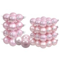 60x stuks roze glazen kerstballen 6, 8 en 10 cm mat/glans - thumbnail