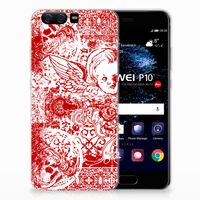 Silicone Back Case Huawei P10 Angel Skull Rood - thumbnail