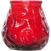 1x Rode tafelkaarsen in glazen houders 7 cm brandduur 17 uur - Waxinelichtjes