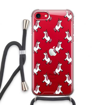 Eenhoorns overal: iPhone SE 2020 Transparant Hoesje met koord