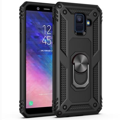 Armor schokbestendige TPU + PC beschermhoes voor Galaxy A6 (2018) met 360 graden rotatie houder (zwart)