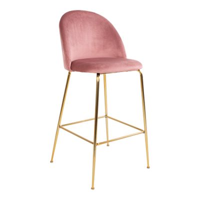 Paris barkruk, roze velvet met messing onderstel Paris barkruk, roze velvet met messing onderstel